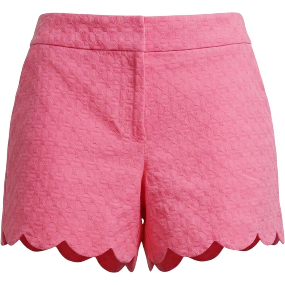 Crown & Ivy Pink Scalloped Hem Textured Geometric Shorts Womens Size 6